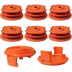 THTEN WA0007 Weed Eater Spool Replacement for Worx WG115 WG116 WG117 WG118 WG119 WG124 String Trimmer Edger Line Refills Parts Auto-Feed 2 x16ft 0.065" with 50019417 Spool Cap Covers in Kuwait
