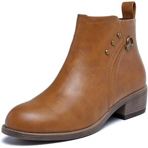 Maxome Ankle Boots For Women Winter Zipper Snow Booties Chunky Low Heel | Leather & Suede Ankle Boots,Anti-Slip,Wear Resistant,Comfort Breathable Light Casual,Daily Traveling Business Four Seasons in Saudi Arabia