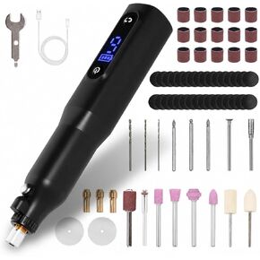 Cordless Rotary Tool Kit - 9-Speed Adjustable with USB Charging | Multi-Purpose Engraving Pen for Sanding, Polishing, Drilling & DIY Crafts | Includes 3D Printing Accessories (Black) in Kuwait