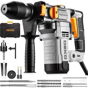1-1/4 Inch SDS-Plus Rotary Hammer Drill, 12.5Amp Electric Heavy Duty Hammer Drill Corded with 4 Functions, Demolition Hammer for Concrete with Drill Bits and Chisels, Safety Clutch & Vibration Control in Kuwait