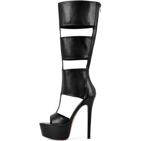 Richealnana Women's Gladiator Knee-High Platform Heels-Stiletto Peep Toe Boots with Back Zipper for Club,Prom,Dance,Sexy in Kuwait