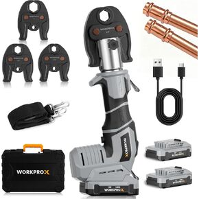 WORKPROX Press Tool, 20V Brushless Electric Pipe Crimping Tool for 1/2", 3/4", 1" Copper Pipes, Cordless Press Tool Kit with 3 Press Jaws, 2-Pack 2.0Ah Batteries with Carrying Case in Saudi Arabia