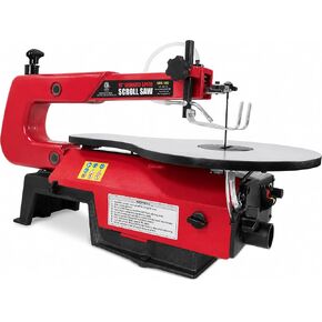 16 Inch Variable Speed Scroll Saw, 0.9A 400-1600 RPM, Adjustable 0-45° Tilt Table, for Woodworking Curved Cuts & Crafts, with Dust Blower & Blade Holder, Red in Saudi Arabia
