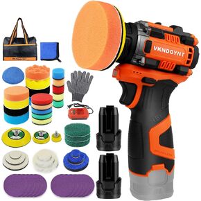 Brushless Cordless Polisher, 3" Mini Buffer & Sander Machine Kit, 2 Variable Speed Small Sander (0-500/0-3000 RPM), 3.0Ah Battery, 31 Accessories for Car Detailing/Buffing/Sanding/Waxing in Kuwait