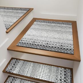 OJIA Stair Treads Non-Slip Matching Mat for Wooden Steps, Square Capet Stair Treads Rubber Backing Stair Runner Anti-Slip Stair Landing Mat 32x32 Inch Stair Rugs in Saudi Arabia
