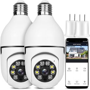 كاميرا أمان UPULTRA 2 حزمة 1080 بكسل لاسلكية واي فاي كاميرا IP منزلية خارجية E27 بانورامية 360 درجة، كشف الحركة والتنبيه، صوت ثنائي الاتجاه، رؤية ليلية in Kuwait