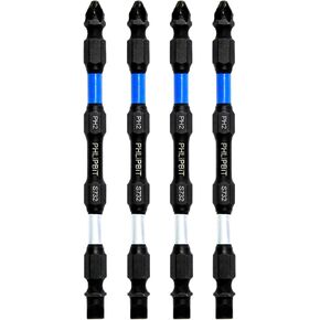 ELECTRICAL - SL7+PH2 IMPACT BIT, 4 INCH, 4pk. Double End+Double Duty, USA-4SL7PH2X4 (Silver/Blue Drives Small to Mid Size Slot/Flat/Blade + #8/10 Phillips Screw) Fits "ULT" MULTi S/Driver in Saudi Arabia