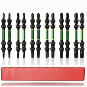 12-Piece Double-Ended Torx & Phillips Screwdriver Bit Set, 1/4" Hex Shank 65mm, Premium S2 Steel (HRC 58-62), Magnetic Impact Grade, TT10-TT30 & PH0-PH3, Heavy Duty for Impact Drivers & Power Drills in Kuwait