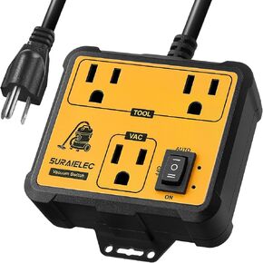 SURAIELEC Automatic Vacuum Switch for 2 Power Tools, Auto/On/Off Mode, Delay Shut Off Shop Vac, Tool Activated Vacuum Switch for Dust Collectors, Workshops, Garages, Table Saw, Miter Saw, 1875W in Saudi Arabia