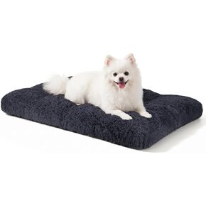 JOEJOY Large Dog Bed Crate Pad, Deluxe Plush Washable Dog Beds Fulffy Soft Kennel Pad Anti-Slip Pet Sleeping Mat for Extra Large Medium Small Dogs, 47" x 29", Grey in Saudi Arabia