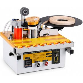 Portable Woodworking Edge Banding Machine, Manual Push Plate, Straight & Curved Dual-Use, Double-Sided Gluing for Straight Edges, Auto Cut-Off, Smart Temperature Control, 1200W, Edge Width 0.35–1.77in in Saudi Arabia