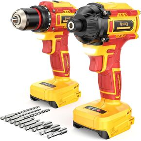 Cordless Brushless Drill Driver and Impact Driver Combo Kit Compatible with Milwaukee 18V Battery(Tool Only), DIYtoolifz Brushless Power Tool Combo Set, High Torque, Compact Lightweight, 9 Bits in Kuwait