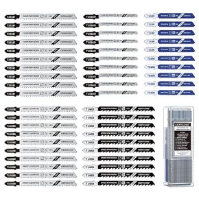 Cerycose 50 Piece T-Shank Jigsaw Blade Set with Storage Case, HCS & HSS Assorted Jig Saw Blades for Wood, Plastic & Metal Cutting | Includes Models T118A, T118B, T101AO, T101B, T101BR, T144D in Kuwait