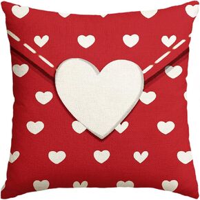 AVOIN colorlife Valentine's Day Envelope Throw Pillow Cover, 12 x 20 Inch Red Heart White Anniversary Wedding Cushion Case Decoration for Sofa Couch in Saudi Arabia