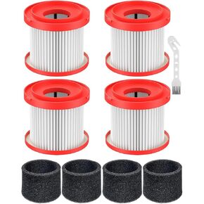 4 Pack 49-90-1900 Wet Dry Vacuum Filter For Milwaukee Cordless M18 Vacuum | 0780-20 0880-20, 4 + 4 Set: 4 Pack Filters with 4 Foam Sleeve Filter Replacements in Saudi Arabia
