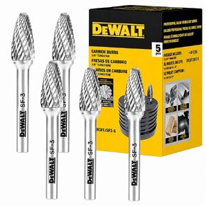 DEWALT DXCBTJSF3-5 SF-3 Tungsten Carbide Burr, 1/4 in Shank, 5-Piece Pack | Five SF-3 tungsten carbide burrs have 1/4 in shanks for metal shaping, deburring, grinding and compatible rotary tool work. in Kuwait