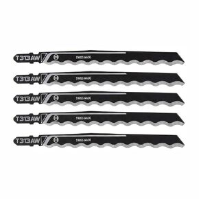 (Pack of 5) T313AW3 Woodworking T-Shank high Carbon Steel Jigsaw, Suitable for Cutting Soft Materials Such as Cardboard, Leather, and Carpet. Total Length 6 inches, Working Length 5 inches. in Kuwait
