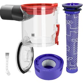 V8 Dust Bin Replacement for Dyson V7 V8 SV10 SV11 Cordless Vacuum | Canister Clear Bin with HEPA Post-Filter and Pre-Filter, Dirt Cup Dustbin for Dyson V8, Part No. 967699-01 in Kuwait