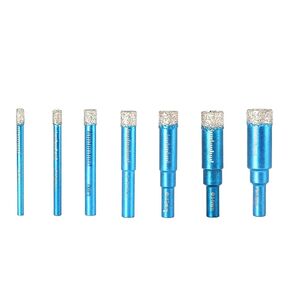 Diamond Tile Brazed Hole Saw Set, 7 Pcs, 5-16mm | Dry Cutting, No Water Needed, Universal Round Shank, Internal Cooling Wax, Drill & Grinder Compatible in Kuwait