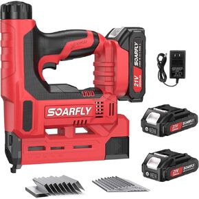 Nail Gun Battery Powered, 18 Gauge 2-in-1 Cordless Brad Nailer Stapler (Includes 2 × 2.0Ah Battery), Charger, 1500 Staples and Nails, Electric Staple Gun for Carpentry and Upholstery in Saudi Arabia