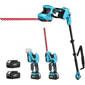 Seesii 2-in-1 Cordless Hedge Trimmer & Grass Shear, 20V with 2 Batteries | 12" Shrub Trimmer & 6" Grass Shears, Dual-Action Blades, Dual Safety Lock, for Small Yards & Lawn Edges, 2 x 2.0Ah Batteries in Kuwait