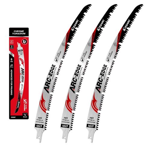EZARC Arc Edge Reciprocating Saw Blades, 15-Inch 6TPI for Pruning, 3-Pack | U-Groove Chip Removal, Extra-Long Arc Edge, Fleam Ground Teeth, Deep Gullets, Up to 3x Life, for Tree Trimming, Green Wood in Kuwait