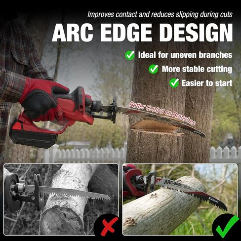 EZARC Arc Edge Reciprocating Saw Blades, 15-Inch 6TPI for Pruning, 3-Pack | U-Groove Chip Removal, Extra-Long Arc Edge, Fleam Ground Teeth, Deep Gullets, Up to 3x Life, for Tree Trimming, Green Wood in Kuwait