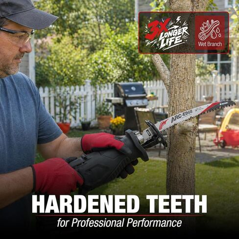 EZARC Arc Edge Reciprocating Saw Blades, 15-Inch 6TPI for Pruning, 3-Pack | U-Groove Chip Removal, Extra-Long Arc Edge, Fleam Ground Teeth, Deep Gullets, Up to 3x Life, for Tree Trimming, Green Wood in Kuwait