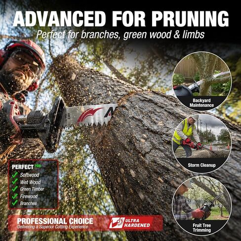 EZARC Arc Edge Reciprocating Saw Blades, 15-Inch 6TPI for Pruning, 3-Pack | U-Groove Chip Removal, Extra-Long Arc Edge, Fleam Ground Teeth, Deep Gullets, Up to 3x Life, for Tree Trimming, Green Wood in Kuwait