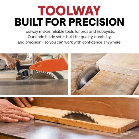 Tooltech 8 Inch Stacking Dado Blade Set for Table Saw, 24 Tooth Carbide Dado Blades, 23 Piece Adjustable Dado Set 1/4 to 13/16 Inch, 5/8 Inch Arbor 5500 RPM with Storage Case in Kuwait