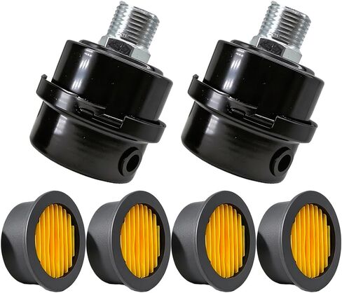 2 Pcs 1/2" Thread Air Compressor Silencer Filter, 20mm Metal Noise Muffler, Air Compressor Intake Filter Replacement, Fits Generators, Blowers, Exhaust Ports in Kuwait