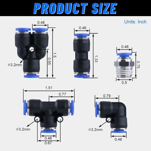 1/4" Air Line Tubing Kit,1/4" OD DOT Air Line 50 FT(15 m) SAE j844 PA Nylon Air Hose Tube and Push to Connect Fitting for Air Brake System Or Fluid Transfer,15 Pcs Compressed Accessories Kit in Saudi Arabia