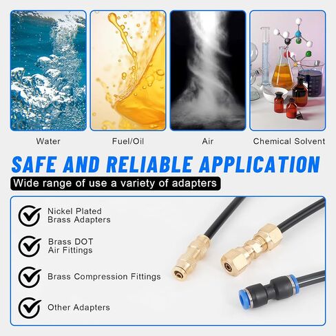 1/4" Air Line Tubing Kit,1/4" OD DOT Air Line 50 FT(15 m) SAE j844 PA Nylon Air Hose Tube and Push to Connect Fitting for Air Brake System Or Fluid Transfer,15 Pcs Compressed Accessories Kit in Saudi Arabia
