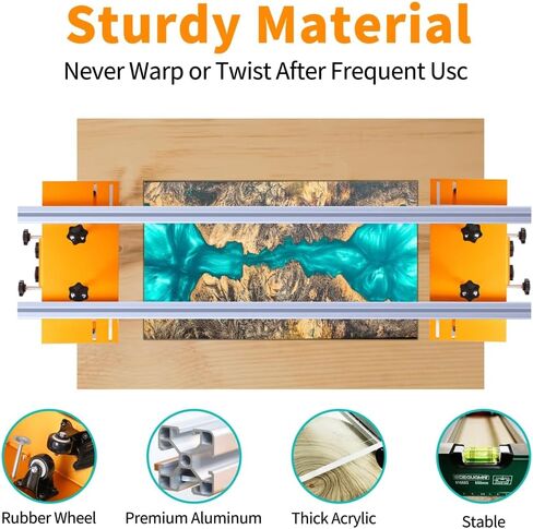 58 Inch Router Sled and Slab Flattening Jig for Woodworking | Adjustable Width and Height with Aluminum Rails, Router Base Plate and Dust Brushes for Wood Slabs and Table Tops in Kuwait