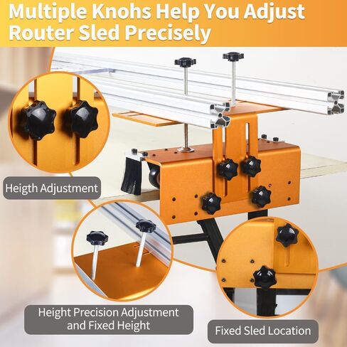 58 Inch Router Sled and Slab Flattening Jig for Woodworking | Adjustable Width and Height with Aluminum Rails, Router Base Plate and Dust Brushes for Wood Slabs and Table Tops in Kuwait