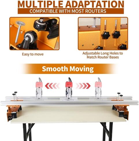 58 Inch Router Sled and Slab Flattening Jig for Woodworking | Adjustable Width and Height with Aluminum Rails, Router Base Plate and Dust Brushes for Wood Slabs and Table Tops in Kuwait
