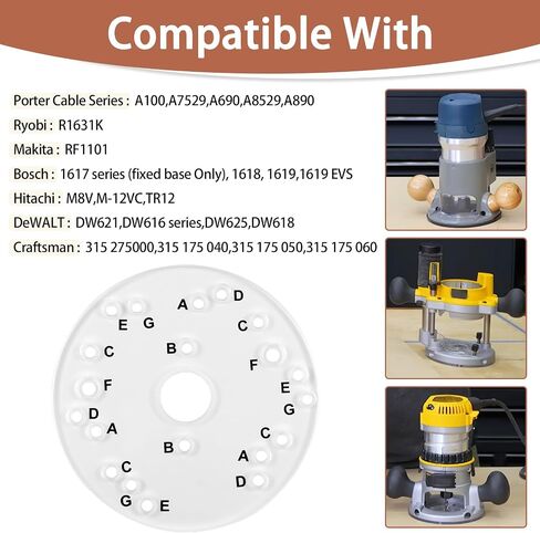71369 6-1/2" Router Base Plate with Letter Marked Holes Fits for Porter Cable, Bos-ch, Craftsman, Dewalt, Hitachi, Ryobi in Kuwait
