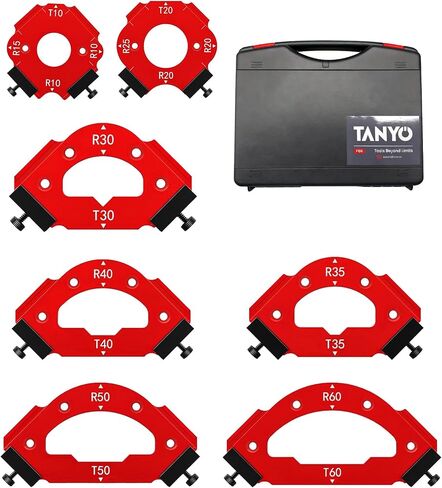 TANYO 7pcs Router Corner Radius Template Router Radius Jig, Aluminum Alloy 3 in 1 Radius Jig Router Templates, T10 T20 T30 T35 T40 T50 T60 R10 R15 R20 R25 R30 R35 R40 R50 R60 Use with Router Table in Kuwait