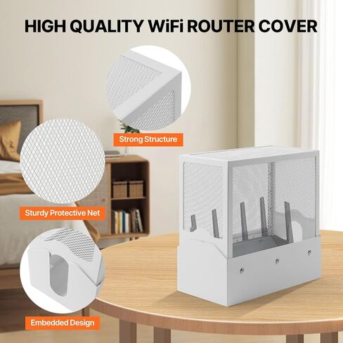Large WiFi Router Cover, Blocking Up to 90% of Router Emf & 5G, 12.6" L x 6.7" W x 12.6" H WiFi Router Protector for EMF Faraday Shielding, Allows Uninterrupted Use, White in Kuwait