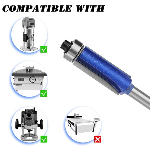 4PCS Flush Trim Router Bit Set, 1/4 Inch Shank | Flush Cut Router Bit, Top Bearing, Carbide Tip, for Woodworking in Kuwait