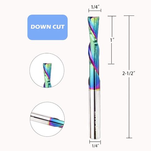 NE13 Downcut Spiral Router Bit 1/4 Inch Shank, 1/4 Cutting Diameter Solid Carbide End Mill with DLC Toating for Wood Mortises and Cutting Dadoes Carving in Kuwait