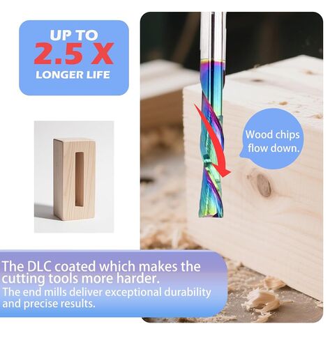 NE13 Downcut Spiral Router Bit 1/4 Inch Shank, 1/4 Cutting Diameter Solid Carbide End Mill with DLC Toating for Wood Mortises and Cutting Dadoes Carving in Kuwait