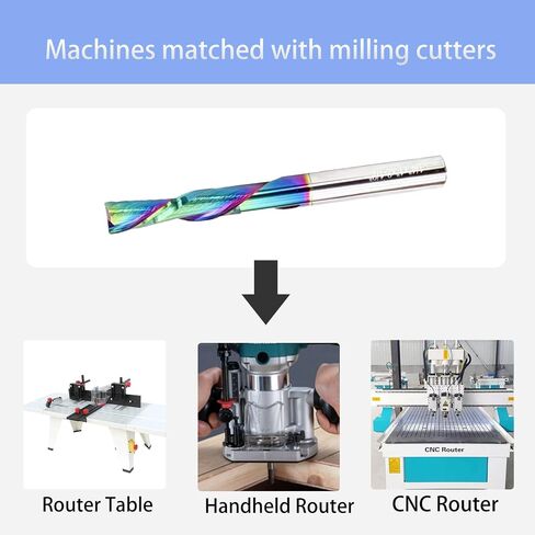 NE13 Downcut Spiral Router Bit 1/4 Inch Shank, 1/4 Cutting Diameter Solid Carbide End Mill with DLC Toating for Wood Mortises and Cutting Dadoes Carving in Kuwait