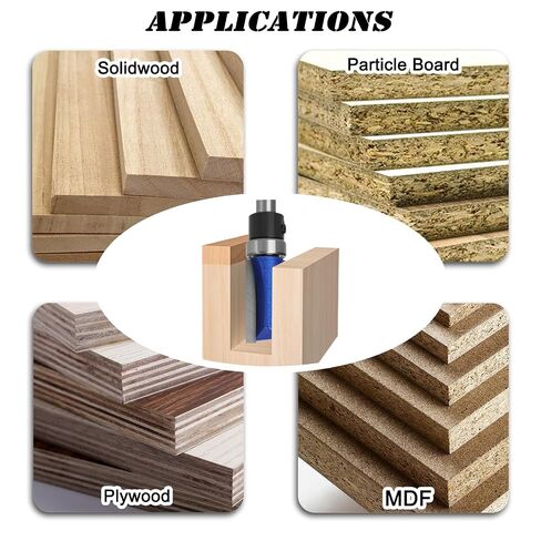 4PCS Top Bearing Flush Trim Router Bit Set, 1/4 Inch Shank | Pattern Template Router Bit Set, Straight Cutting, Carbide Tip, for Woodworking in Kuwait