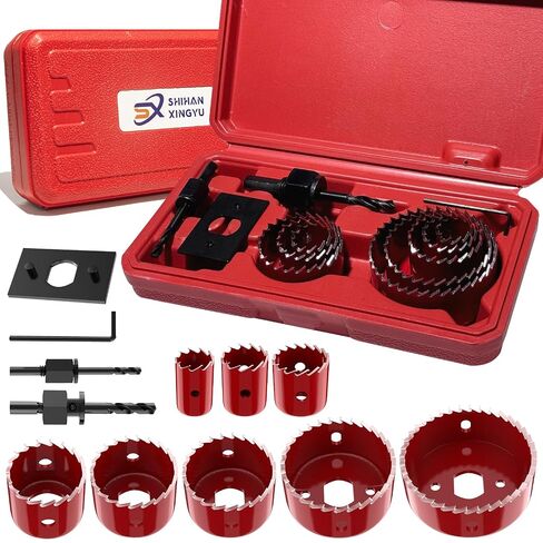 12-Piece Hole Saw Kit, 8 Sizes 3/4" to 2-1/2" Hole Saw Set in Case with Arbors, Drill Bits and Hex Key for Soft Wood, Plywood, PVC Board and Plastic in Kuwait