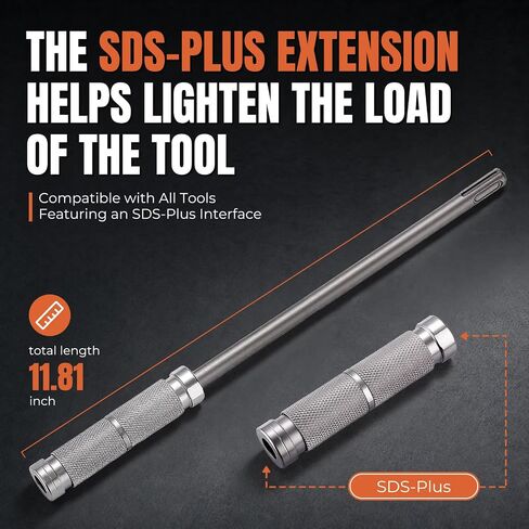 11.81" SDS Plus to SDS Plus Adapter,SDS Plus Extension with Quick-Change Collet Adapter,for Deep-Hole & Confined-Space Operations in Kuwait