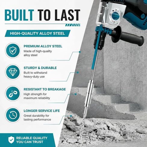 SDS Plus Extension Adapter with 11.8'' Total Length System (3.74'' Adapter + Extension Shaft), Heavy Duty Alloy Steel Rotary Hammer Extension for Drill Bits & Hole Saws in Kuwait