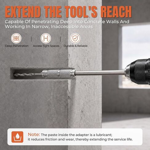 11.81" SDS Plus to SDS Plus Adapter,SDS Plus Extension with Quick-Change Collet Adapter,for Deep-Hole & Confined-Space Operations in Kuwait