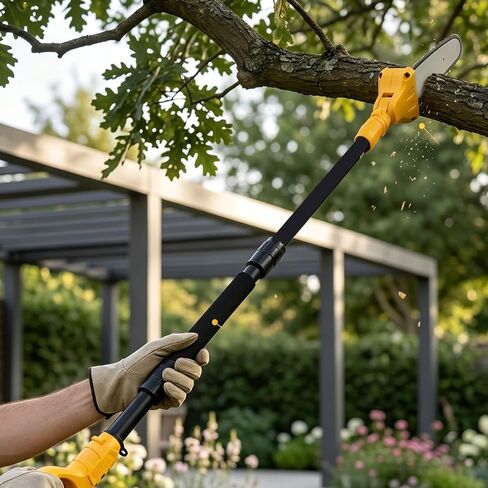 Garosa Cordless Pole Saw Extension Pole 180 Degree Rotating Head | 3.28-4.92FT 3 Section Adjustable, Pruning Saw Extension Pole, with Dual Locking System and Sweat Proof Foam Grip, 20V Battery in Kuwait