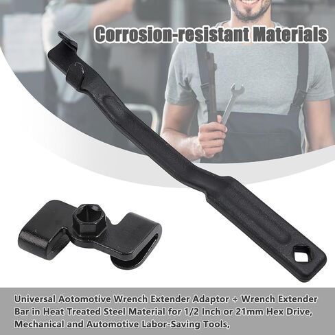 Minho Wrench Extender Set: 13.4" (340mm) Long Extension Bar + 1/2" to 21mm Hex Drive Adapter for 21mm Open End Wrenches – Heavy Duty Heat Treated Steel for ATV, UTV, Motorcycle & Farm Equipment Repair in Kuwait